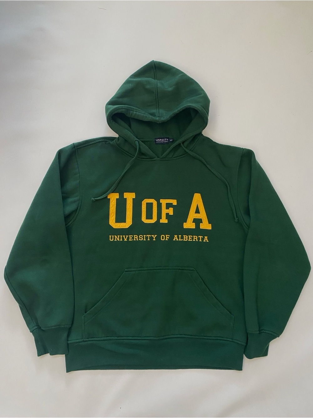 Varsity University Alberta green hoodie, men’s small